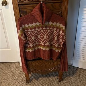 Geometric Patterned Rust Sweater